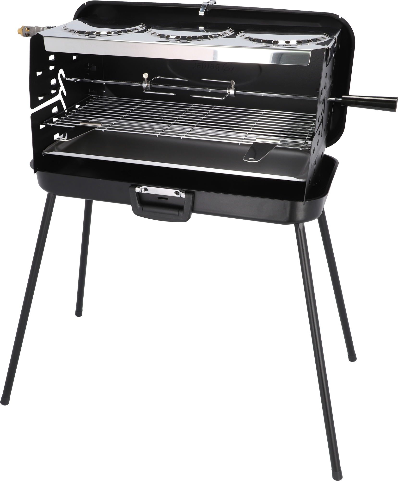 Barbecue à Gaz 4 Brûleurs Inox - Grille Cuisson Extérieur Balcon Camping - Puissant Et Compact