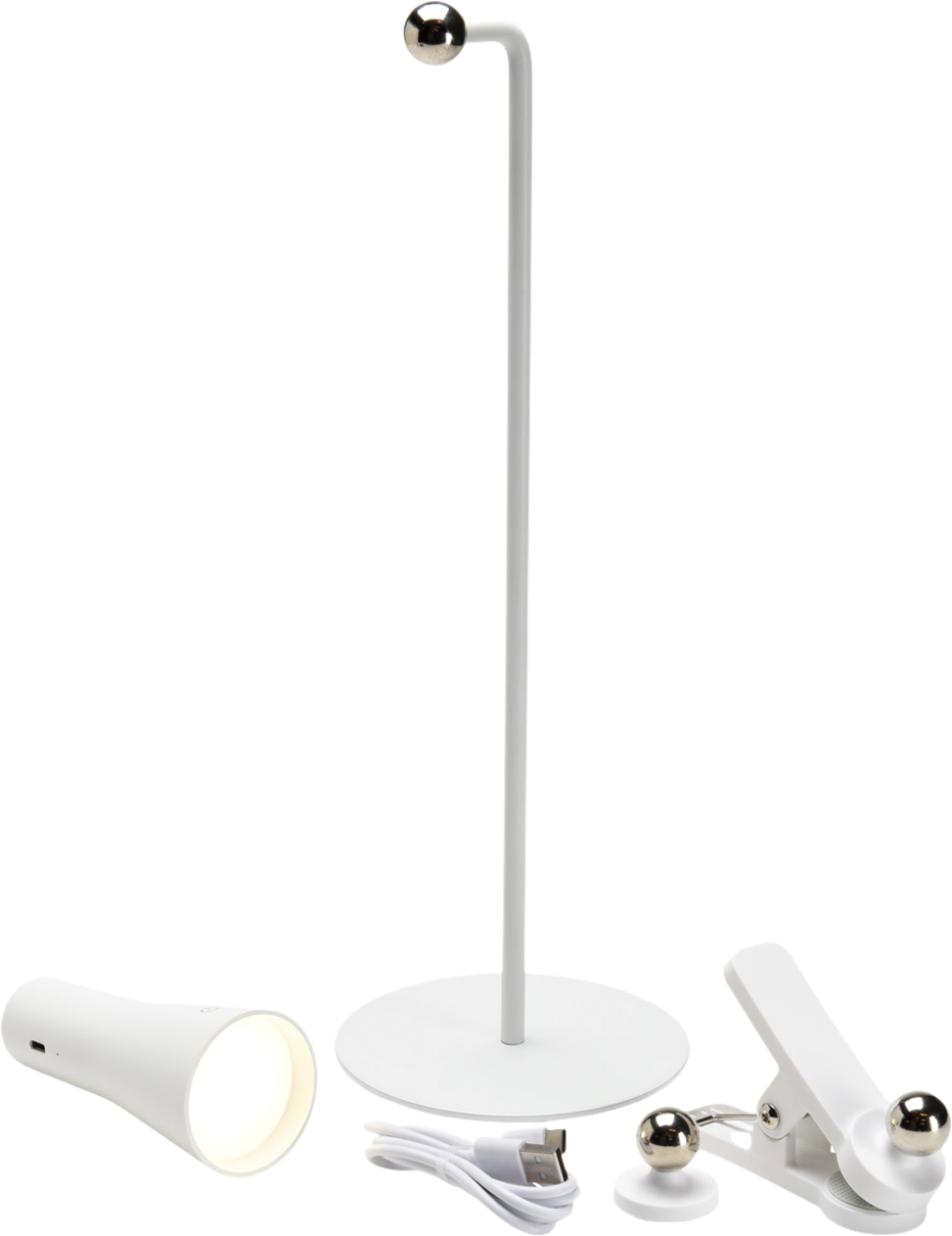 Lampe+de+table+rechargeable+avec+aimant+blanc+wecamp